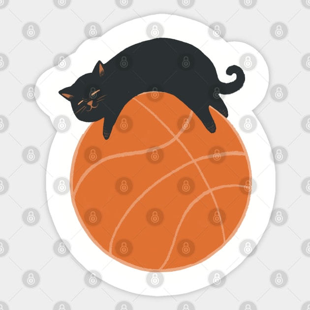 Cat on Ball Sticker by Chewbarber